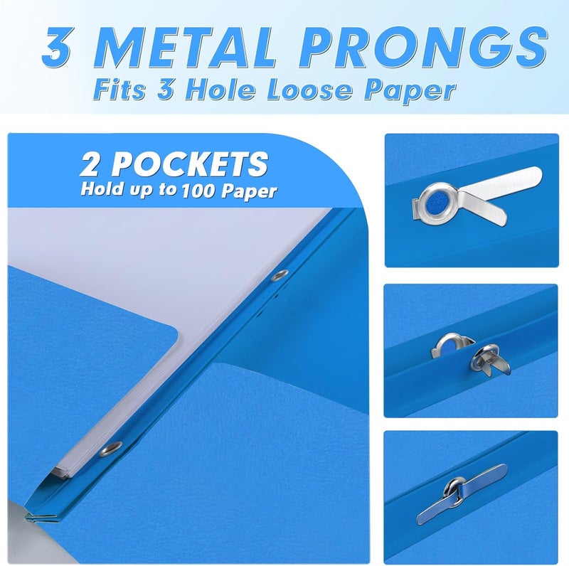 PANDRI Two Pocket Folders, 30 Pack with Prongs, Letter Size, Lightblue - Image 3